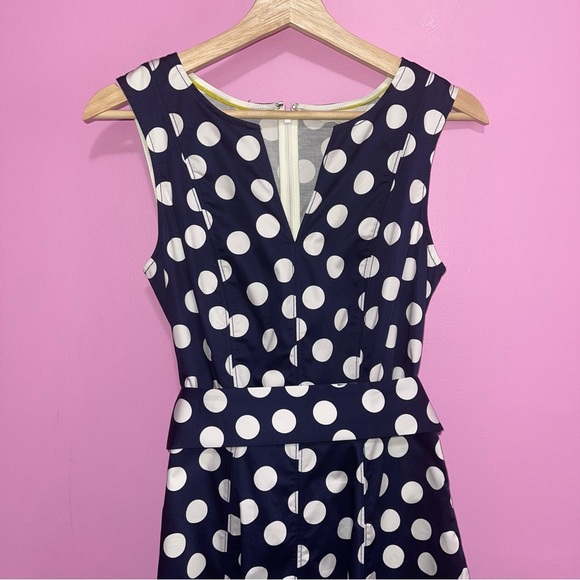 Boden Dress Women's 4 US Navy Polka Dot Belted A-Line Soft Cotton Pockets NWT - Picture 7 of 12